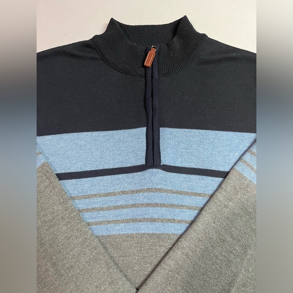 Men's Lightweight Half-Zip Knitted Sweater, Long Sleeve Pullover Size Large - Picture 5 of 8